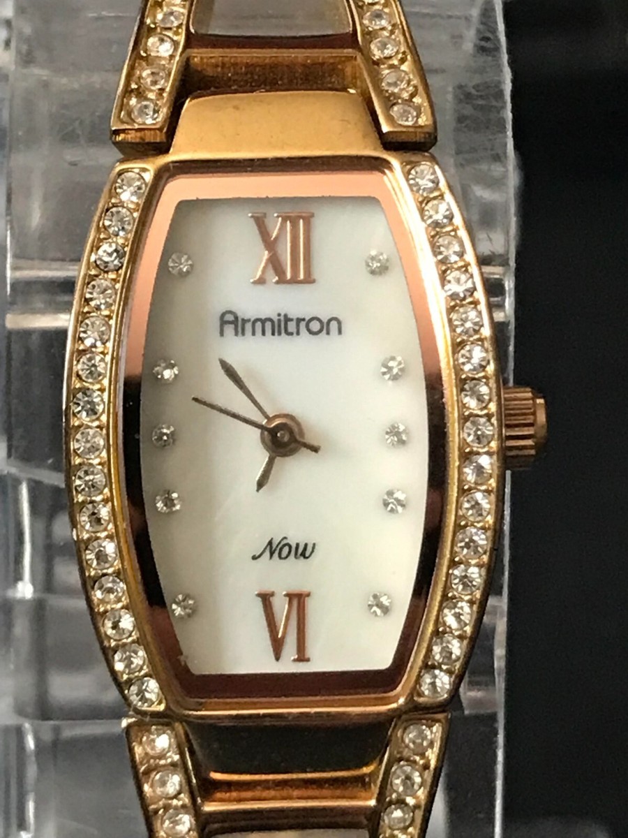 ARMITRON Now 753H Gold Tone18mm Ladies Quartz Watch Crystal Bezel