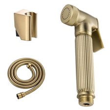 Brass Handheld Bidet Shower Set Toilet Shattaf Sprayer Douche Kit Brushed Gold