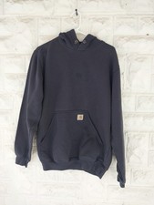 Vintage Carhartt Hoodie Pullover Sweatshirt Workwear Navy Sz S Distressed