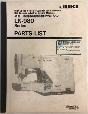 JUKI LK-980 SERIES PARTS LIST BOOK MANUAL