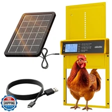 Okkobi Automatic Chicken Coop Door Solar Powered - LCD Display - 