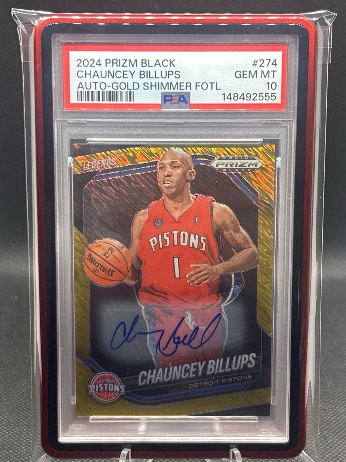 2024 Prizm Black Chauncey Billlups Gold Shimmer /10 PSA 10 FOTL Detroit Pistons