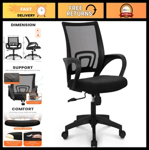 Ergonomic Office Desk Chair - Mesh Gaming Seat with Lumbar Support, Adjustable H