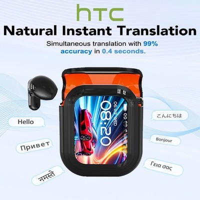 HTC NE20 Bluetooth 6.0 Wireless Earbuds AI Translator OWS LCD Touch Headphones