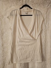 Cabi Cream/Off-White Faux-Wrap Top Size XL