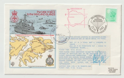 23/7/1982 UK GB Flown Cover - Task Force to the Falklands Islands - HANDSIGNED