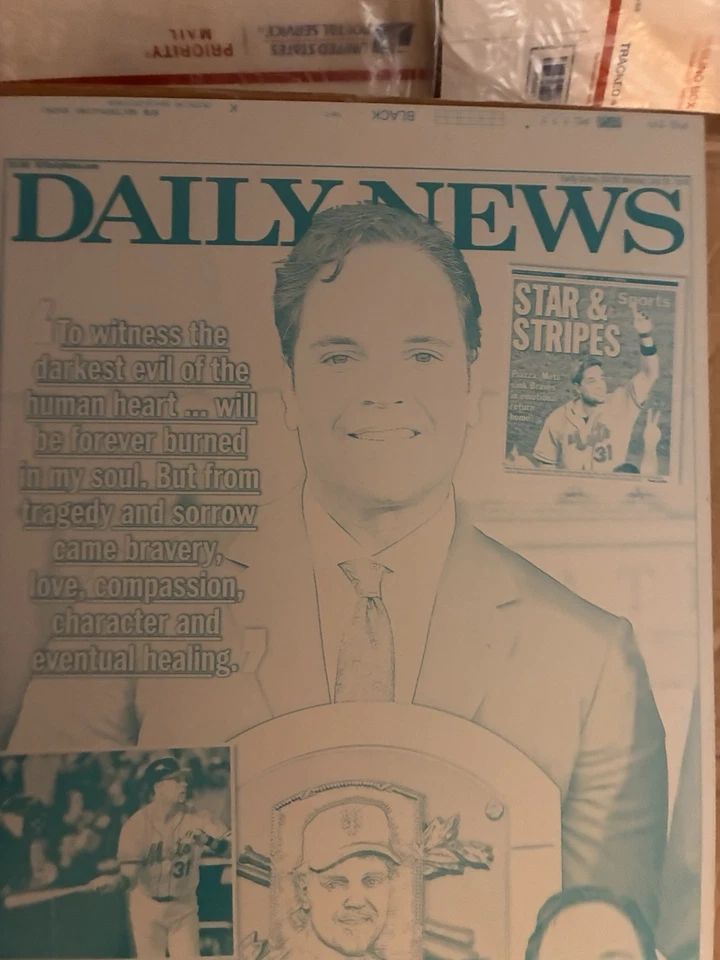 Placa de impressão de jornal New York METS Mike Piazza HALL FAME 25/07/16 Daily News - Imagem 2 de 4