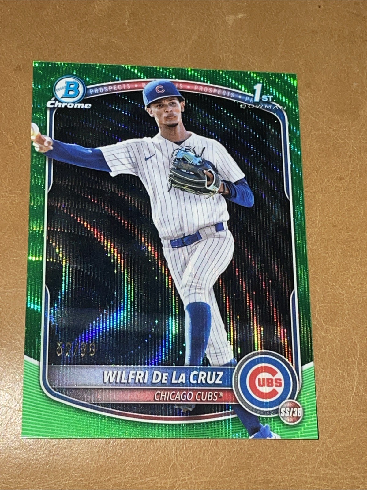 2025 Bowman Chrome Wilfri De La Cruz /99 1st Green Wave Refractor #BCP-209
