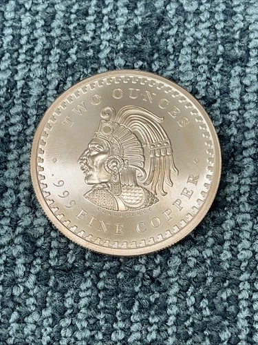 2 oz BU .999 Silver Aztec Calendar Stone Eagle Warrior Emperor of Tenochtitlan