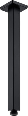 Ceiling Mount Shower Arm 12 Inch Matte Black Stainless Steel Rainfall Head Pipe