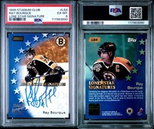 RAY BOURQUE 1999 STADIUM CLUB LONE STAR SIGNATURE ON-CARD AUTO PSA 6 POP 1