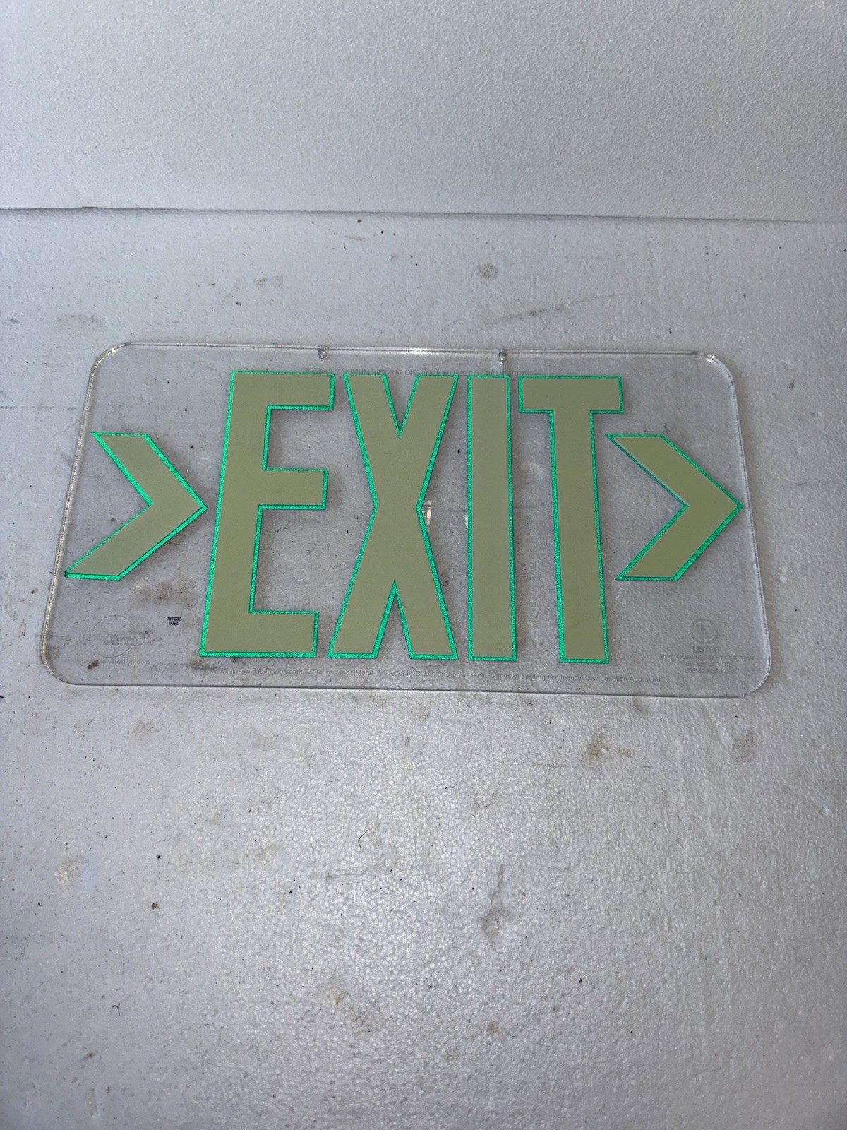 Photoluminescent EXIT Sign Green w/ Arrows UL Listed Wall Mount