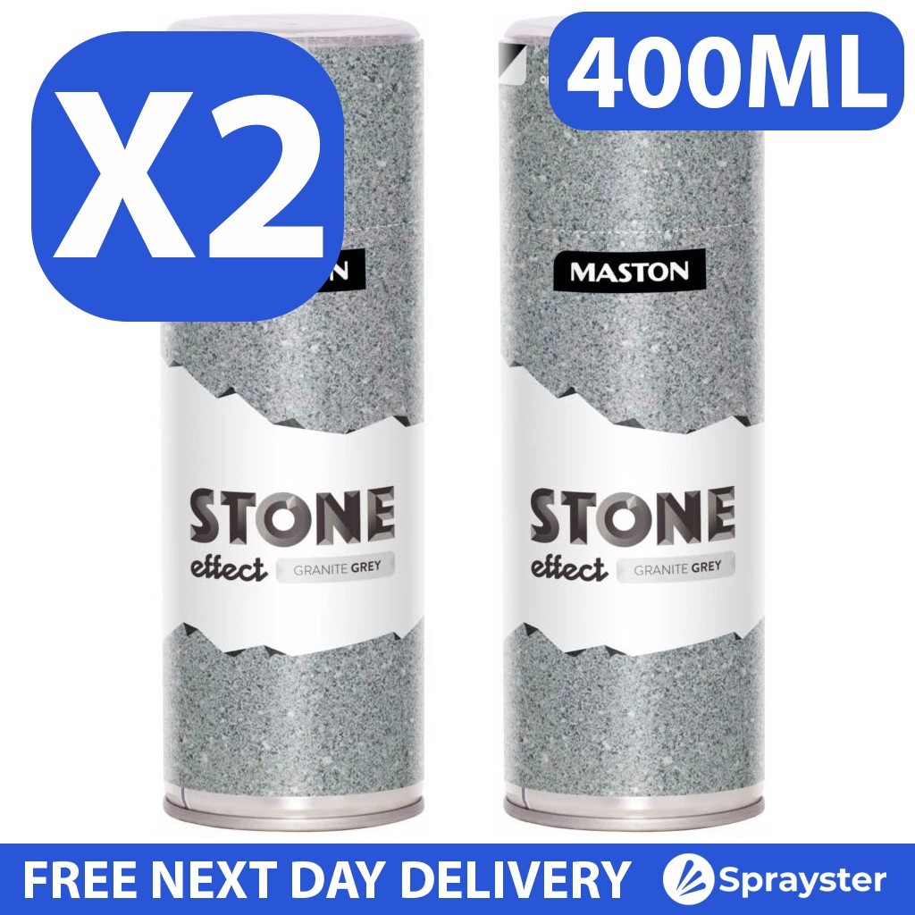 6x Maston Spray Paint Granite Grey Stone Effect 400ml - Image 2