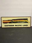 Vintage Southern Pacific Lines Embossed Tin Sign With Wood Backing
