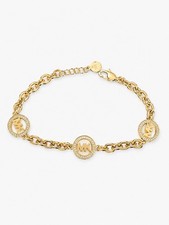 Michael Kors MK Gold Tone Crystal Logo Chain ...