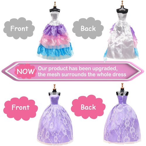 10 Pcs Dresses with 17 Accessories Handmade Doll Clothes and Accessories Wedd... - Picture 3 of 7