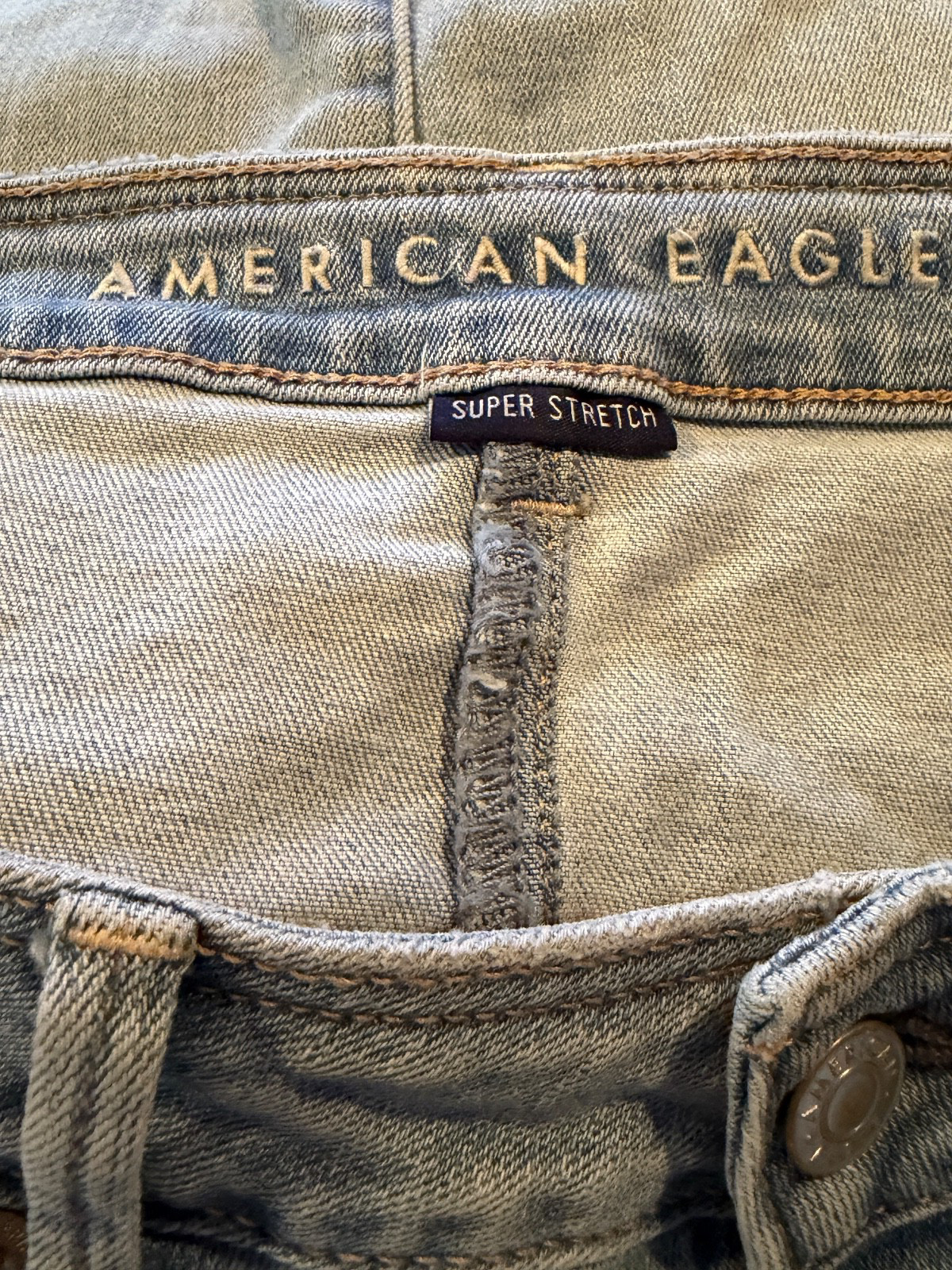 American Eagle Super Stretch Button Front Blue De… - image 4