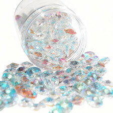 200Pcs 14Mm Crystal Glass Octagon Beads with 2 Holes, Faceted Prism Spacer for D