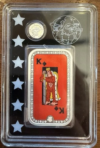 Postal Express Mint Silver Playing Cards King of Spades 1 oz Fine Silver