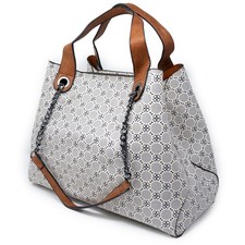 Borsa donna bianca grande capiente catena da spalla shopping bag lavoro ufficio