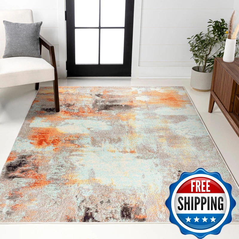 Jonathan Y Modern Abstract Vintage Cream/Orange Indoor Area Rug 5X8