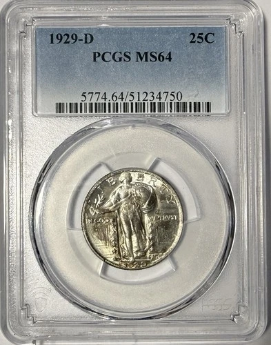 1929 D Standing Liberty Quarter 25c PCGS MS64 ‼️FULL CARTWHEEL LUSTER‼️