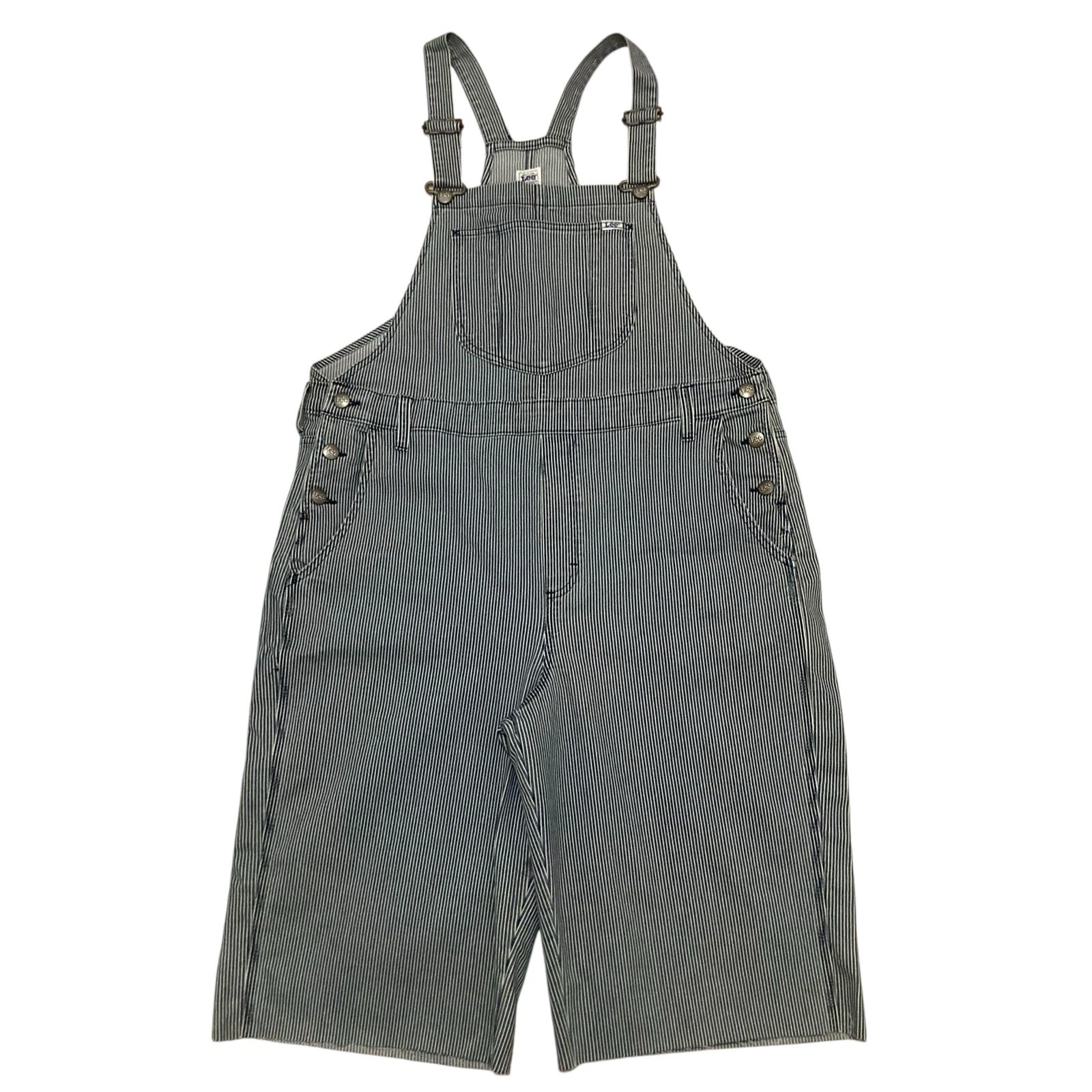 Lee Workwear Women's Relaxed Fit Heritage Cut-Off Overalls Railroad Stripe XL
