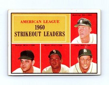 1961 Topps #50 American League 1960 Strikeout Leaders Bunning Ramos Wynn Lary
