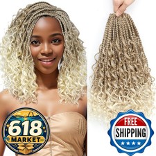 Flagship Ombre Blonde Goddess Box Braids Crochet Hair 12 Inch 9 Packs 27/613