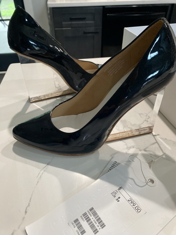 NIB H&M Women Shoes Clear Wedge Black Patent Leather 8 / 39