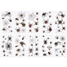 10 Sheets Waterproof Temporary Spider Halloween Tattoo Body Sticker Fake Tattoo