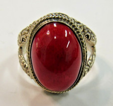 Bali Legacy Sponge Coral 925 Sterling Silver Split Ring Size 8 HH853