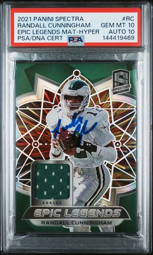 Randall Cunningham 2010 National Treasures Game Worn Jersey #23 PSA 10 Auto /99