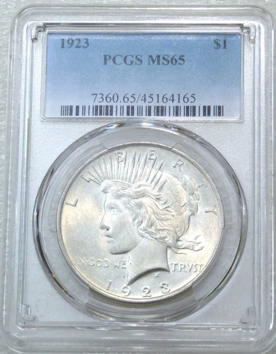 1923 Peace Silver Dollar PCGS MS65 Frosty coin New Holder #803B