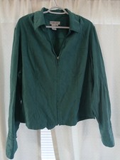 Coldwater Creek Teal Green Crinkle Jacket Size XL Long Sleeve Zip Up