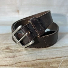 Brown Genuine Leather Work Buckle Belt Adjustable