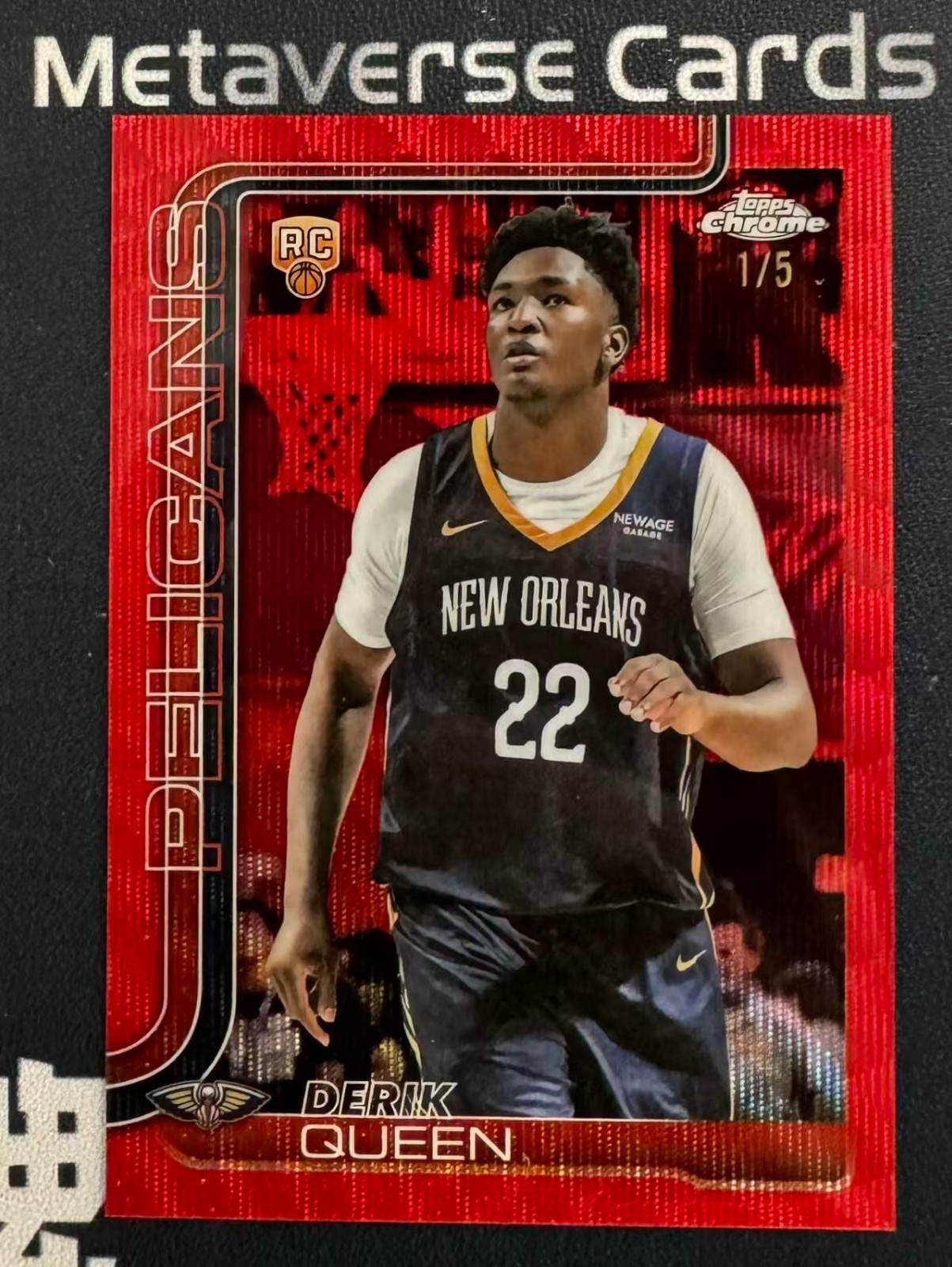 2025-26 Topps Chrome Derik Queen RC Base Refractors Red Wave 1/5 SSP #263