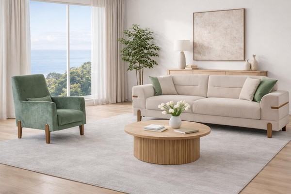 Sofa 3-Sitzer Und Sessel Set FüR Modernes Wohnen Und Entspannung-image