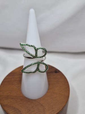 Ryze Ring Size 5 Butterfly Ring Emerald CZ On 925 Sterling Silver 
