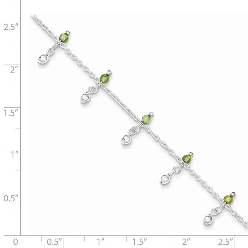 Silver Peridot Beads Anklet QG1398 - Image 2 of 4
