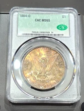 1884-O Morgan Dollar - CAC MS65 - Wildly Toned Reverse & Mild Obverse