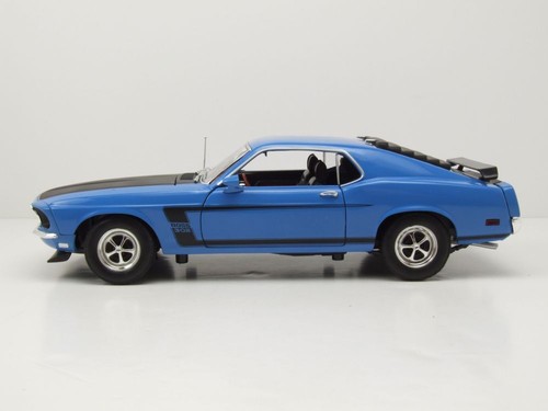 Ford Mustang Boss 302 1969 azul modelo coche 1:18 Welly - Imagen 3 de 11
