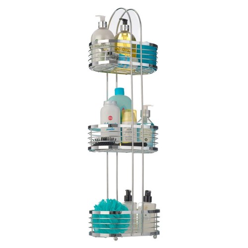 3 Tier Shower Caddy Storage Rack Chrome Finish Corner Shelf Unit Bathroom Stand - Picture 2 of 10
