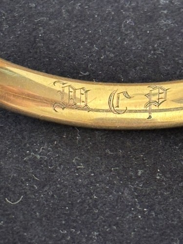 BRAZALETE BRAZALETE GRABADO RELLENO ORO VINTAGE INICIALES MCP 23,5 GRAMOS 10 MM ANCHO - Imagen 4 de 12