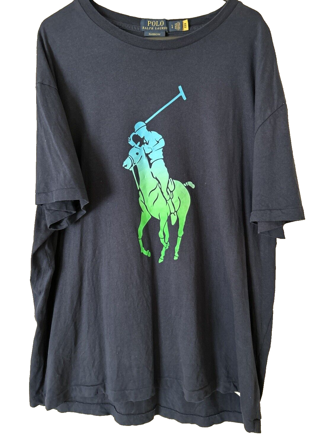 Polo Ralph Lauren Ombre Big Pony T Shirt Manica Corta Navy Vestibilità Classica Large Ottime Condizioni