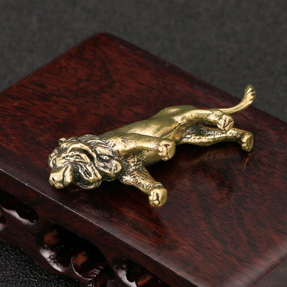Brass Lion Figurine Statue House Office Table Decoration Animal Figurines Toys #