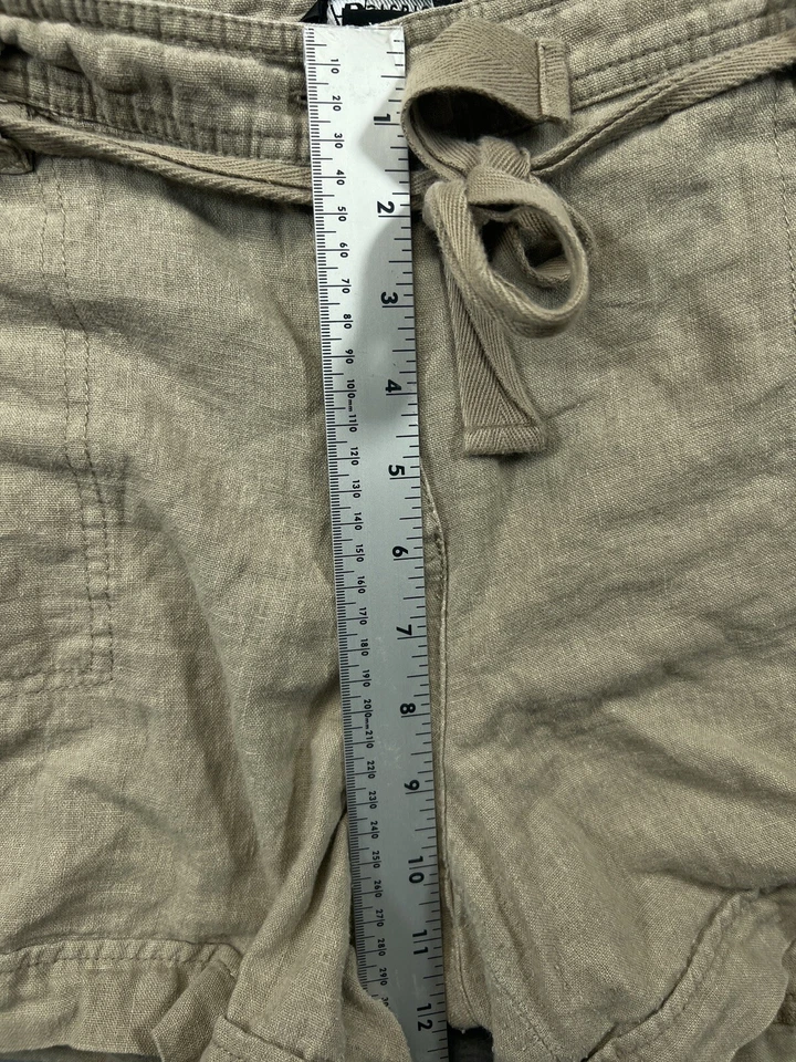 Pantalones Cortos AB Studio Adulto Mujer 12 Marrón Chino Mezcla de Lino Cinturón Corbata Informal Damas Foto 3 de 4