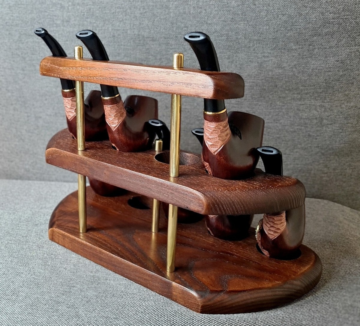Pipe Stand for 9 Smoking Bowls - Wooden Pipe Holder - Tobacco Pipe Rack