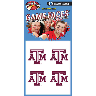 Fan-A-Peel Texas A&M Water Based Peel and Stick Temporary Tattoos