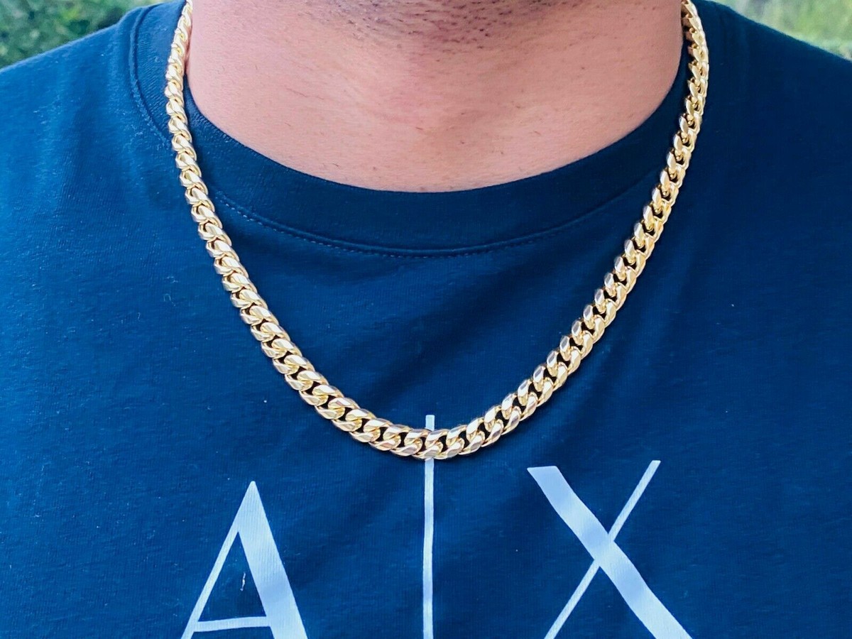 14K GOLD FINISH Thick Miami Cuban Link Choker necklace chain 14K GOLD FINISH Thick Miami Cuban Link Choker necklace chain